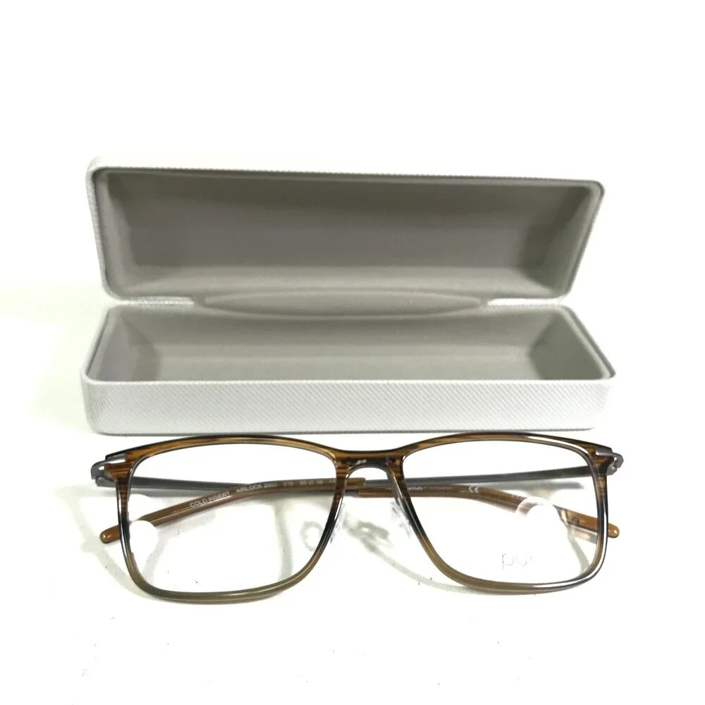Marchon Airlock AURA 2003 216 Eyeglasses Frames Brown Striped Gray 55-16-145